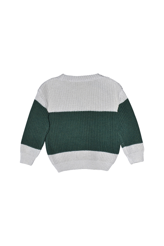 Bo block knitted sweater dark green back
