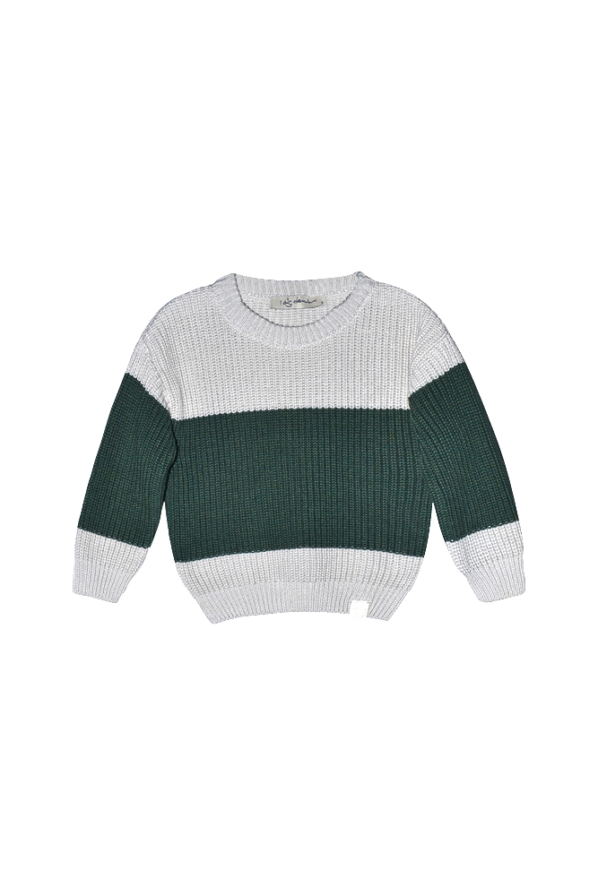 Bo block knitted sweater dark green
