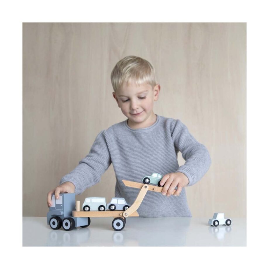 little dutch Ξύλινο φορτηγό με αυτοκινητάκια 5 - Παιχνίδια - Ξύλινα - creamsndreams.gr